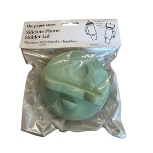 Paper Store Silicone Phone‑Holder‎ Tumbler Lid Green Fits 40oz Handled Tumbler